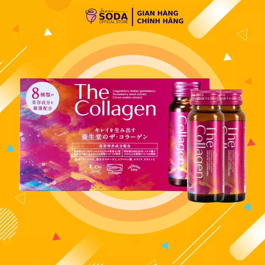 Nước uống The Collagen SHISEIDO hỗ trợ giảm lão hóa da, mượt tóc, bóng móng tay hộp 10 lọ