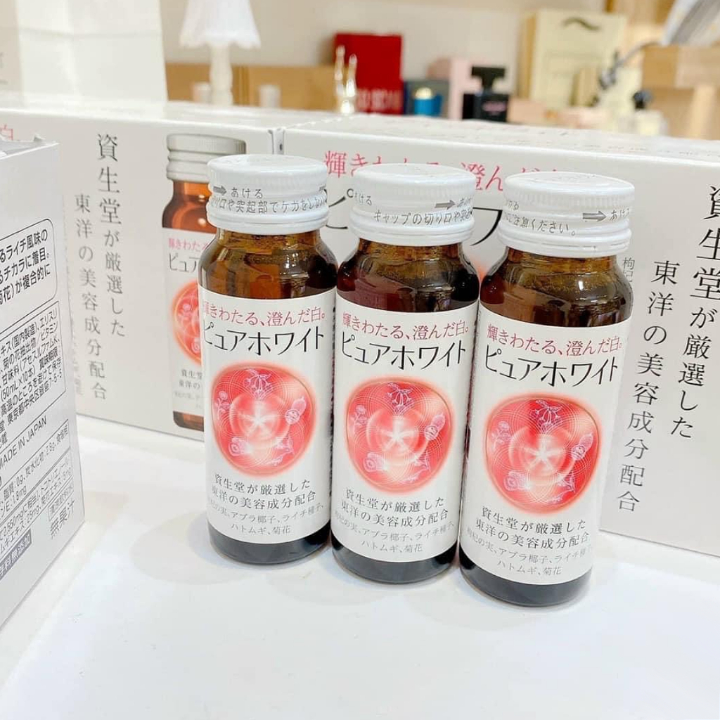 Nước uống Collagen Pure White SHISEIDO hỗ trợ giảm lão hóa da và giúp làm trắng da hộp 10 lọ