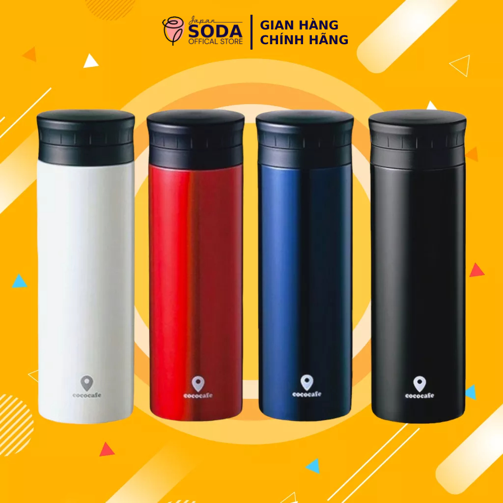 Bình giữ nhiệt chính hãng Coco Café Inox cao cấp  500ml 4 màu Trắng - Đỏ - Xanh - Đen