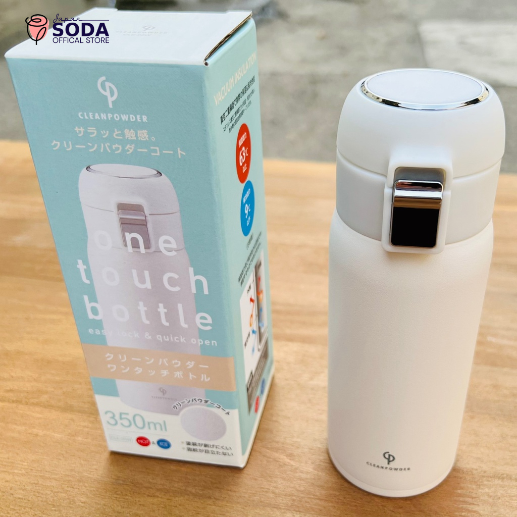 Bình giữ nhiệt Inox nắp bật cao cấp nhập khẩu Nhật Bản 350ml 2 màu Xanh - Trắng