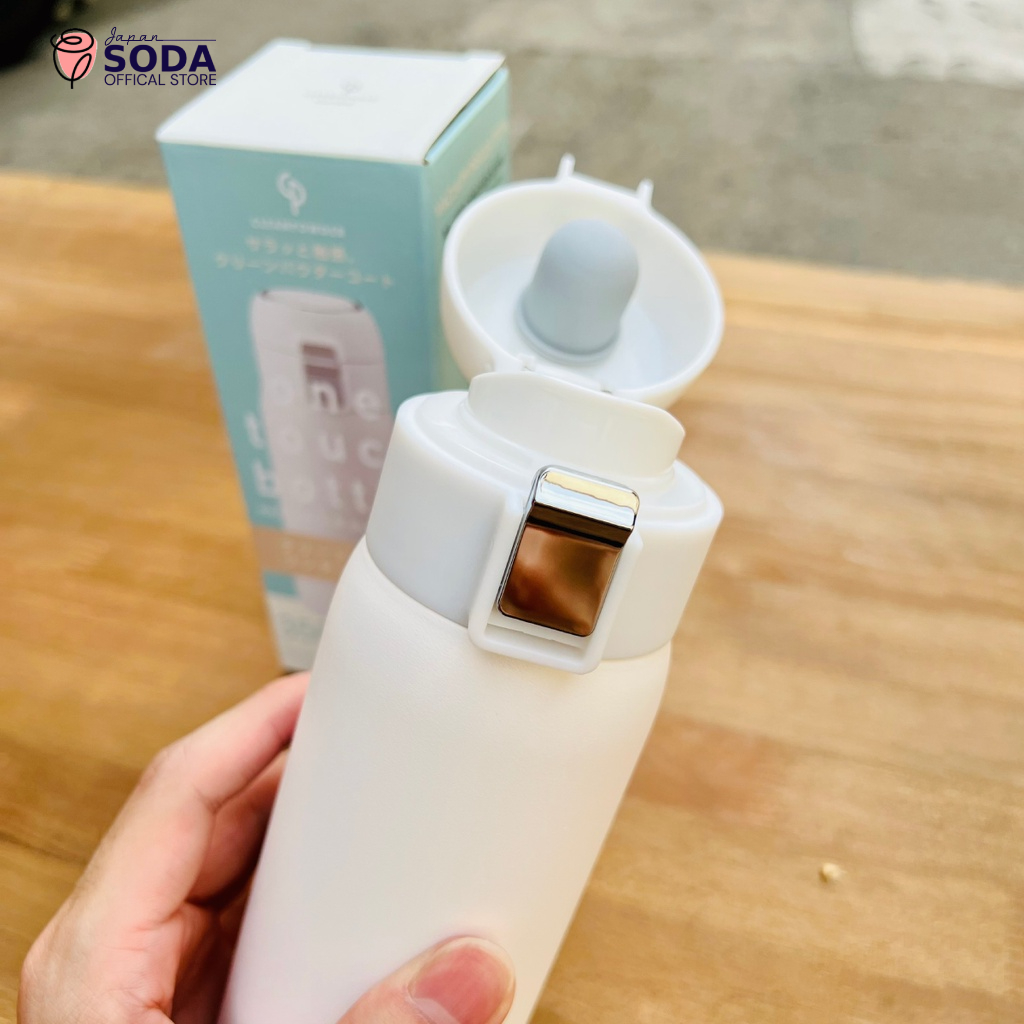 Bình giữ nhiệt Inox nắp bật cao cấp nhập khẩu Nhật Bản 350ml 2 màu Xanh - Trắng