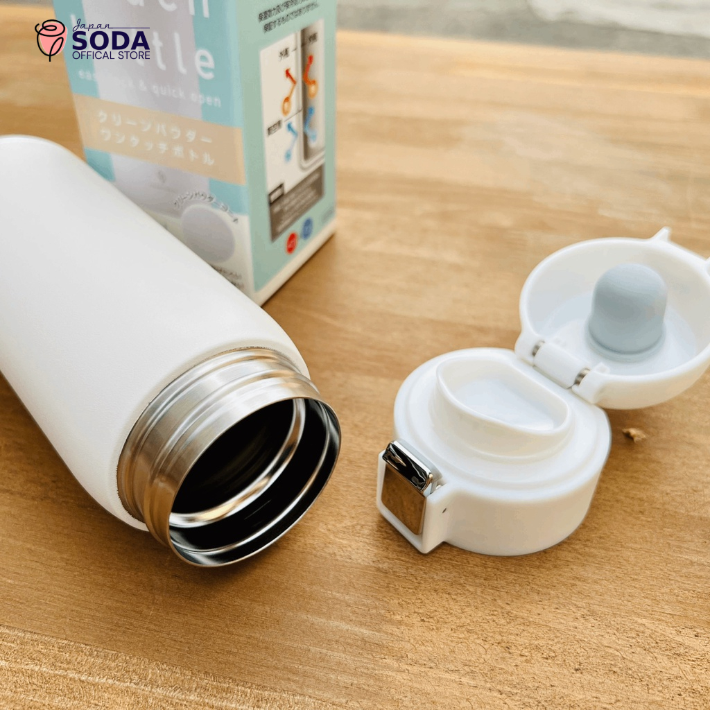 Bình giữ nhiệt Inox nắp bật cao cấp nhập khẩu Nhật Bản 350ml 2 màu Xanh - Trắng