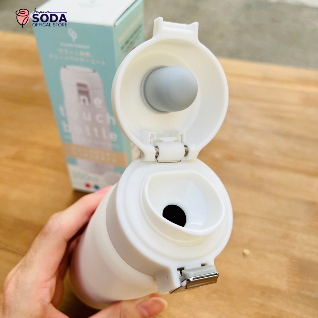 Bình giữ nhiệt Inox nắp bật cao cấp nhập khẩu Nhật Bản 350ml 2 màu Xanh - Trắng