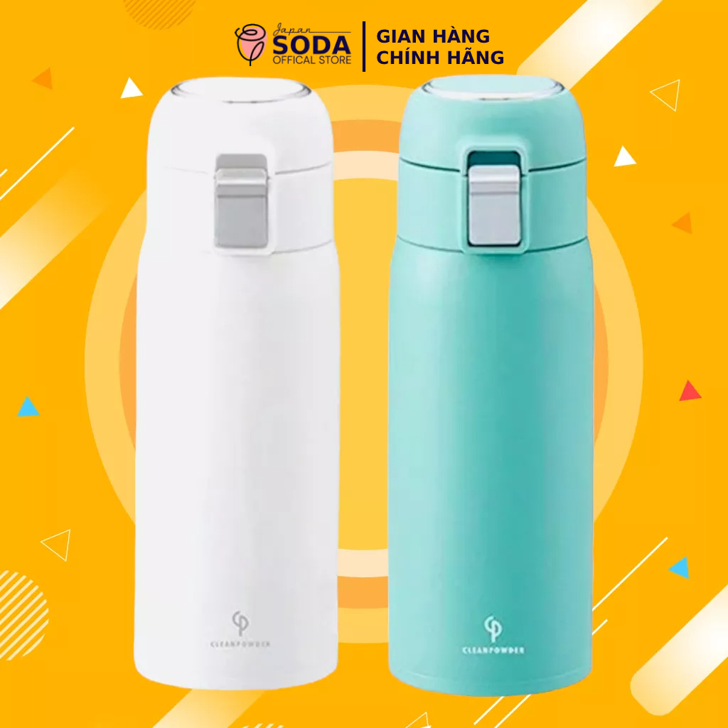Bình giữ nhiệt Inox nắp bật cao cấp nhập khẩu Nhật Bản 350ml 2 màu Xanh - Trắng