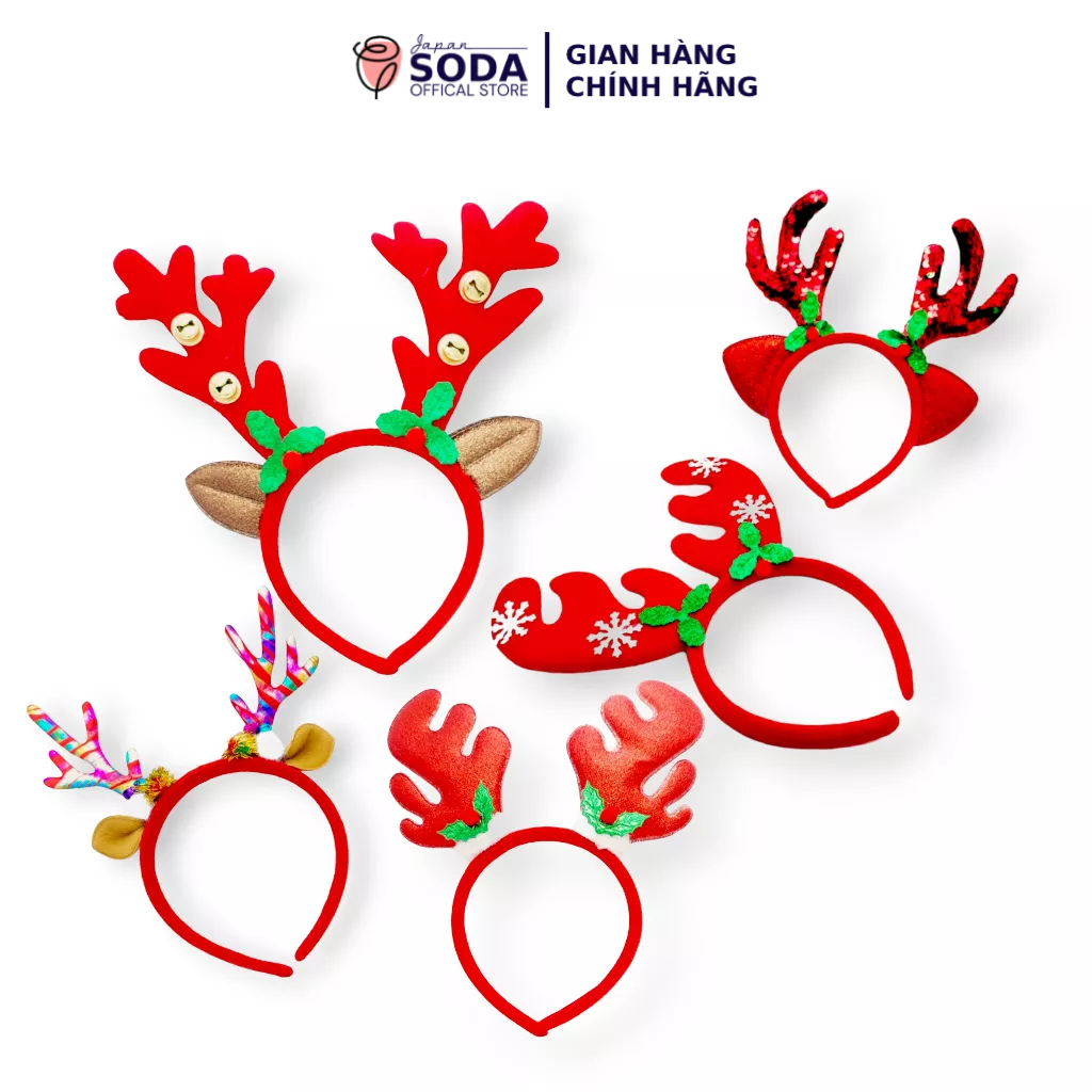 Cài tóc bờm tóc Noel kẹp tóc giáng sinh, bờm giáng sinh sừng tuần lộc dễ thương cho bé 6 mẫu