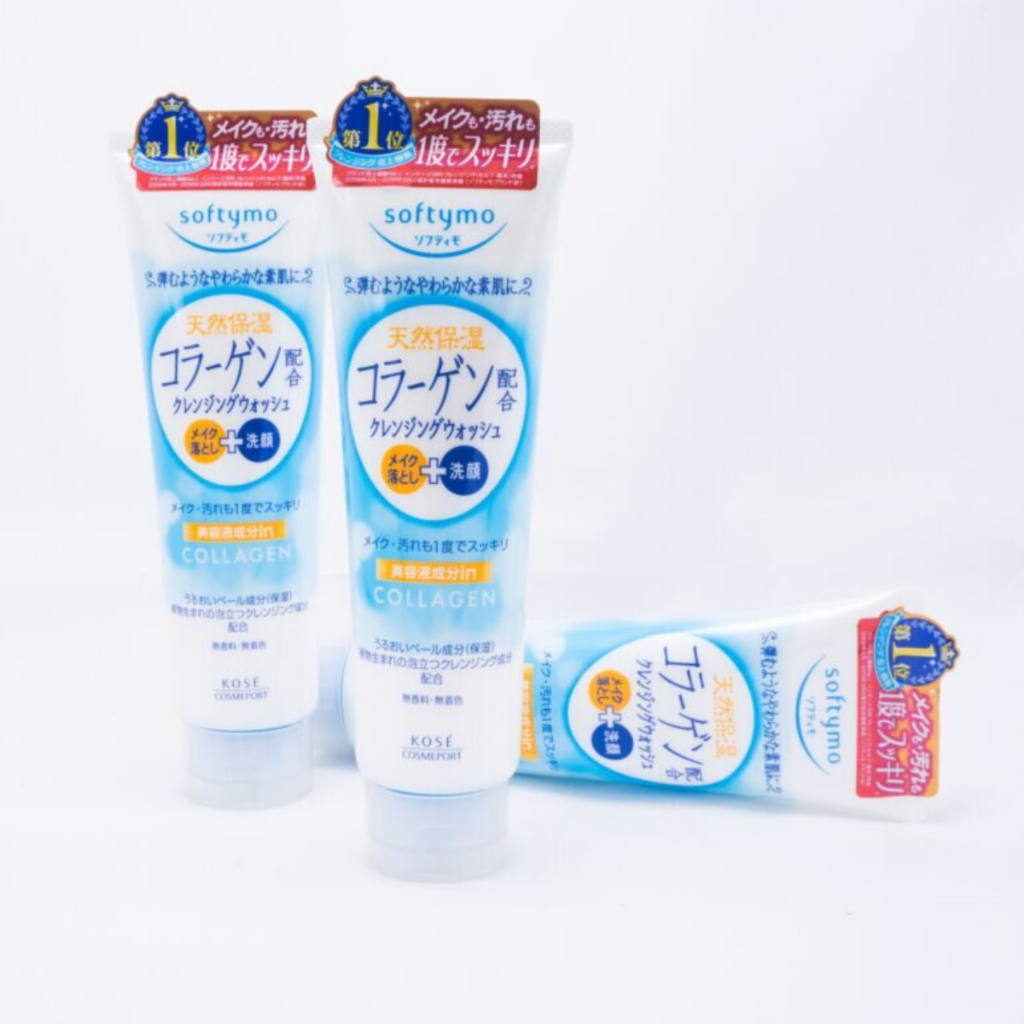 Sữa rửa mặt Collagen Kose Softymo rửa mặt dưỡng trắng, dưỡng ẩm, giảm vết nhăn 220g