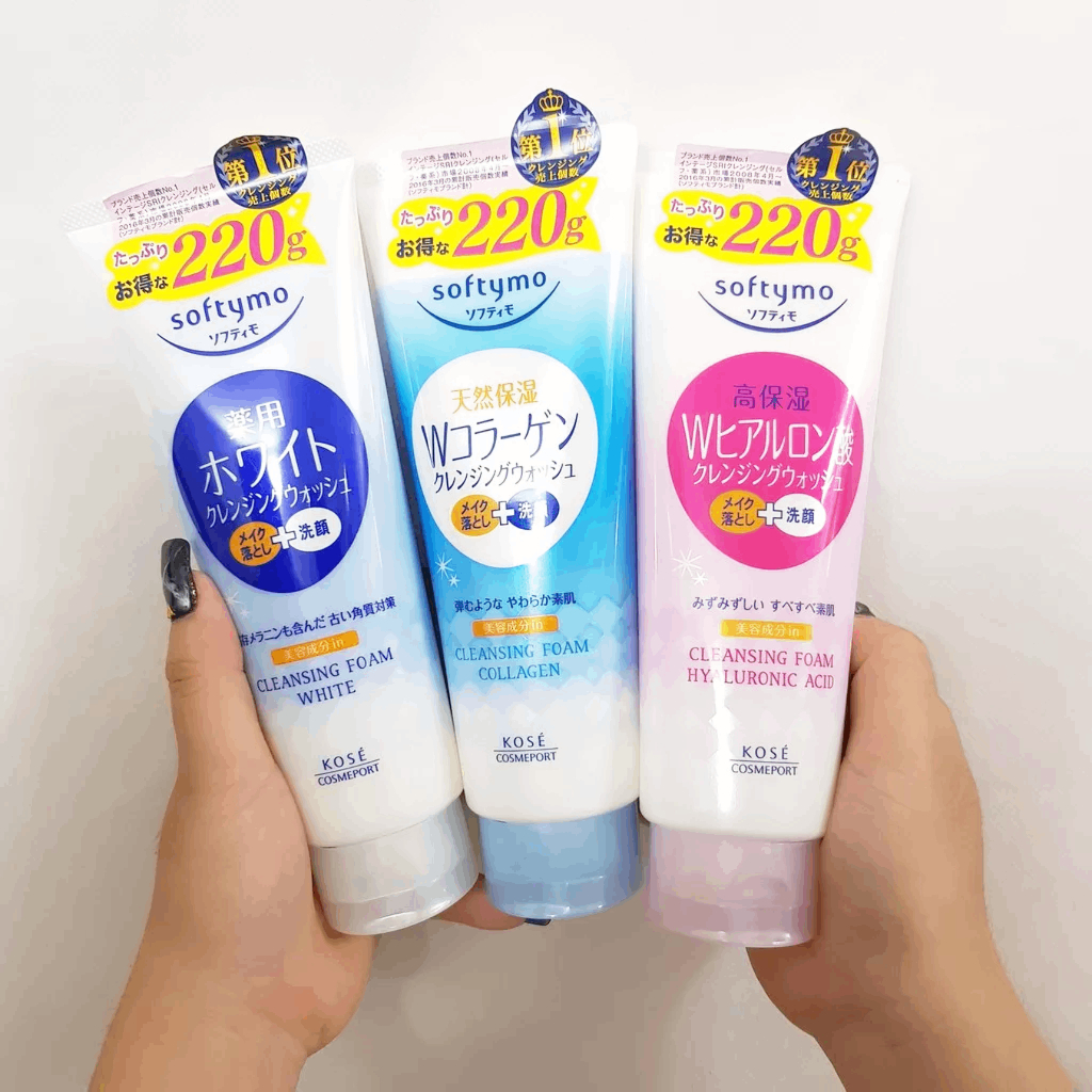 Sữa rửa mặt Collagen Kose Softymo rửa mặt dưỡng trắng, dưỡng ẩm, giảm vết nhăn 220g