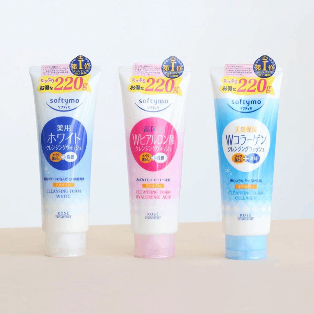 Sữa rửa mặt Collagen Kose Softymo rửa mặt dưỡng trắng, dưỡng ẩm, giảm vết nhăn 220g