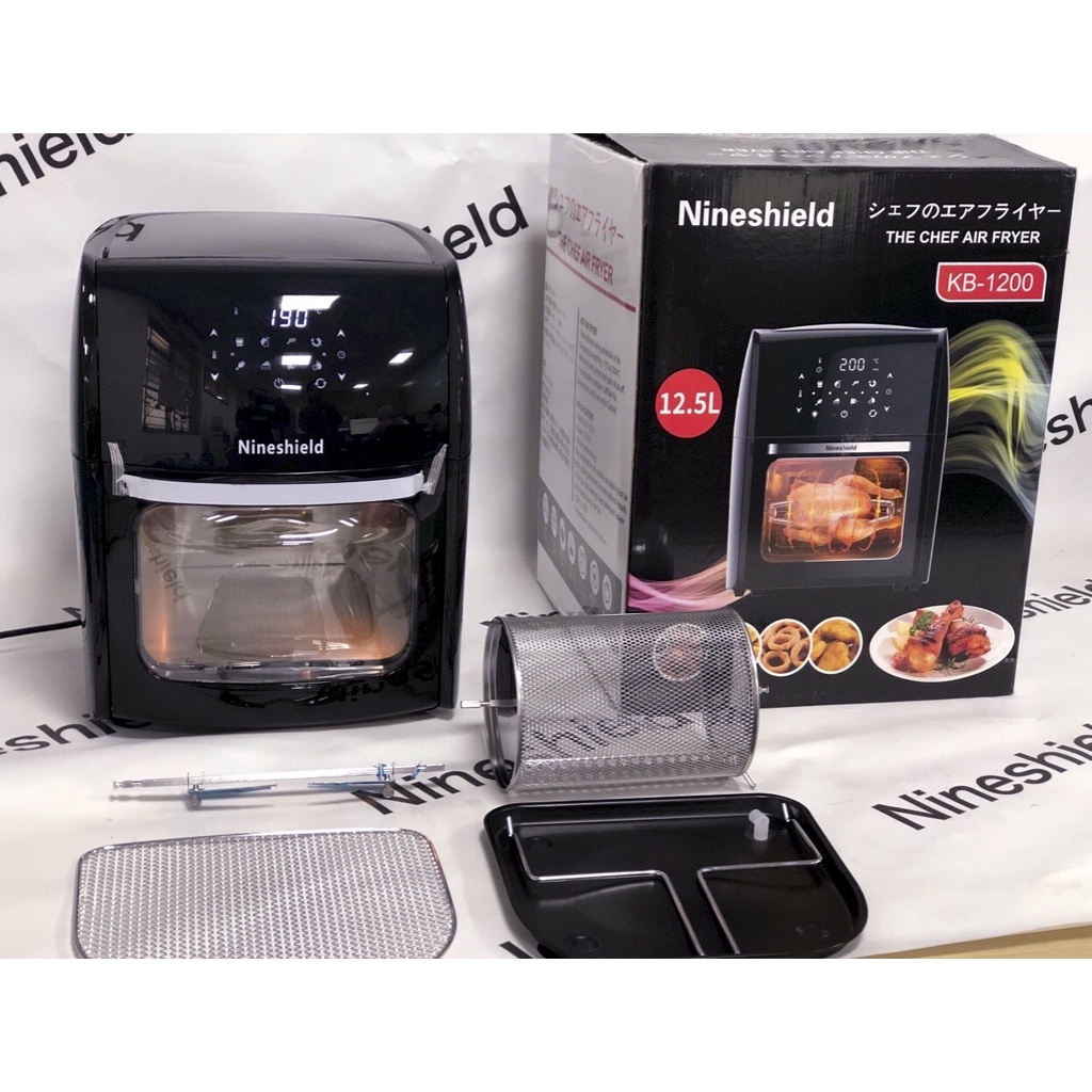 NỒI CHIÊN KHÔNG DẦU HÀNG CHÍNH HÃNG NINESHIELD 12,5L KB-1202 CÔNG NGHỆ TIÊN TIẾN BẢO HÀNH 12 THÁNG (TẶNG KÈM KẸP THỊT)