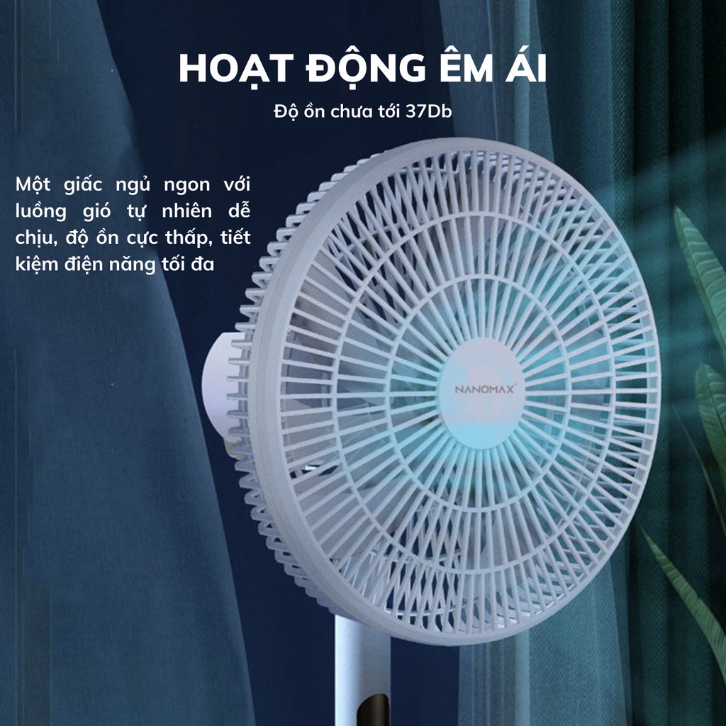 Quạt Cây Đứng Nanomax Điều Khiển Từ Xa, Màn Hình LED Hiển Thị Chức Năng, Lực Gió Mạnh Lên Đến 10 Mét - Bh 12 Tháng