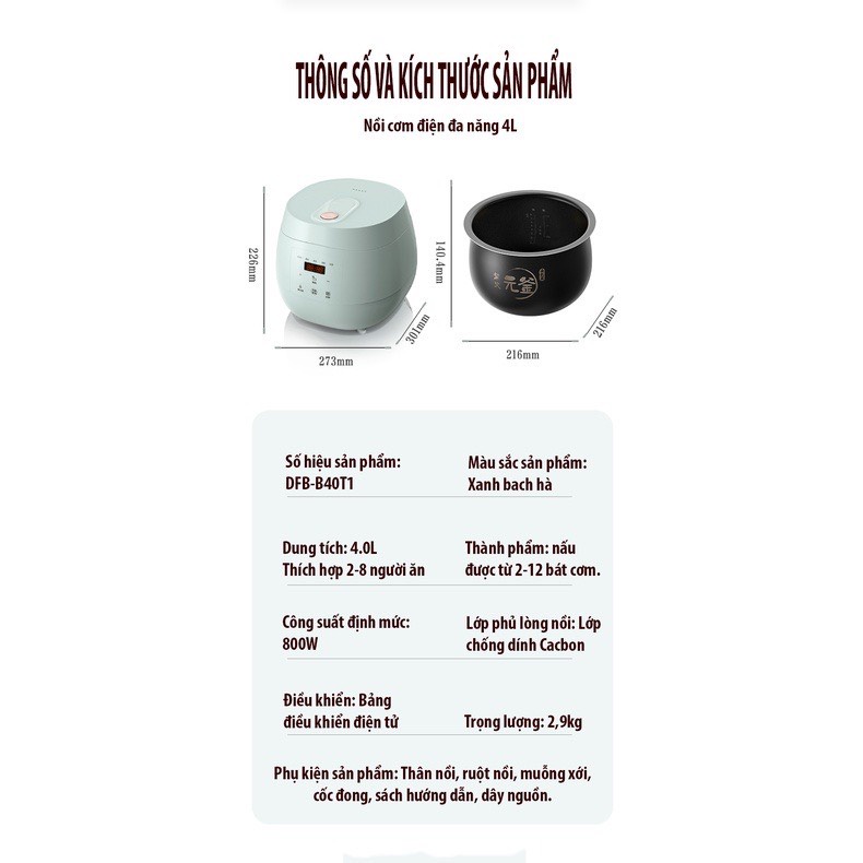 Nồi Cơm Điện Bear 3L/4L - Hẹn Giờ - Chính Hãng - Bảo Hành 1 Năm
