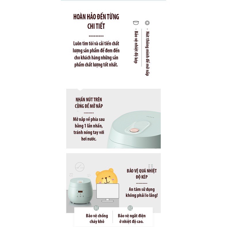 Nồi Cơm Điện Bear 3L/4L - Hẹn Giờ - Chính Hãng - Bảo Hành 1 Năm