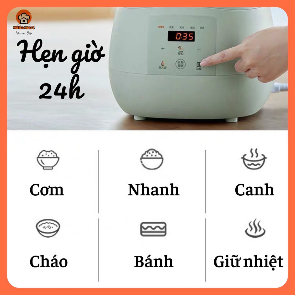 Nồi Cơm Điện Bear 3L/4L - Hẹn Giờ - Chính Hãng - Bảo Hành 1 Năm