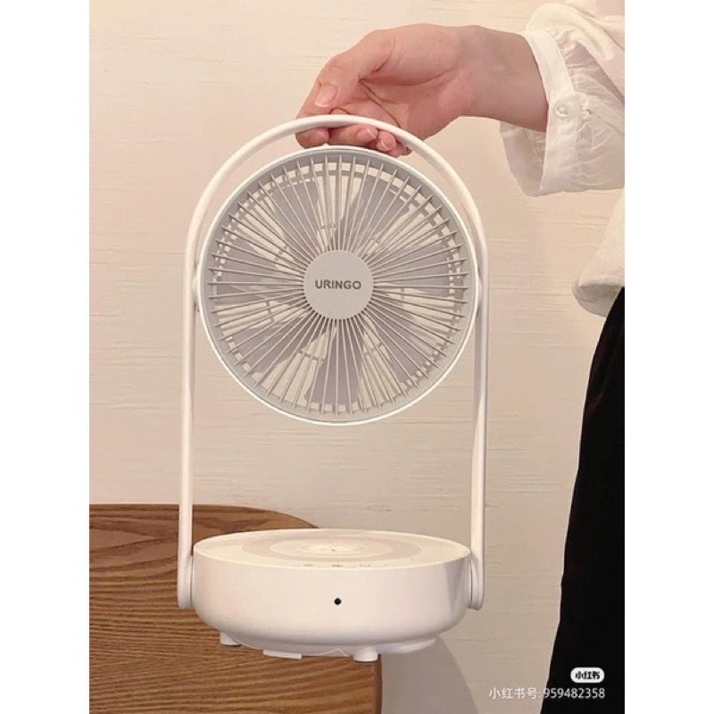 Quạt Uringo kiêm đèn ngủ có 4 cấp độ gió, ,có điều khiển có thể treo tường - Bảo Hành 12 Tháng