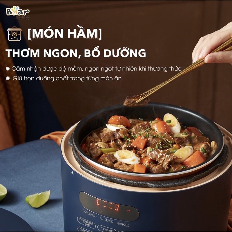 Nồi áp suất điện , nồi cơm, hầm cháo đa năng dung tích 5L Bear YLB-A50M1-BH 18 THÁNG