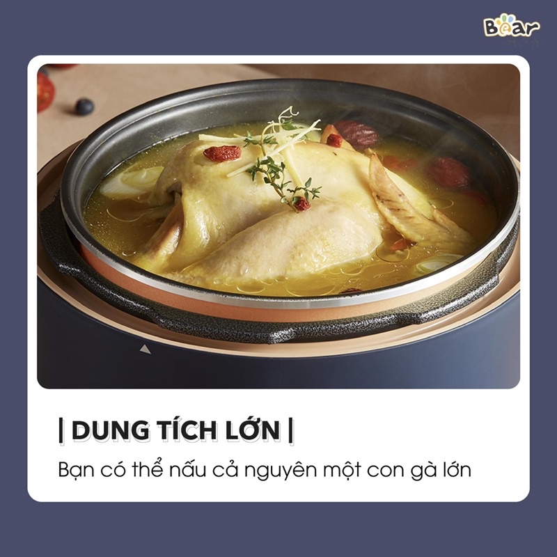 Nồi áp suất điện , nồi cơm, hầm cháo đa năng dung tích 5L Bear YLB-A50M1-BH 18 THÁNG