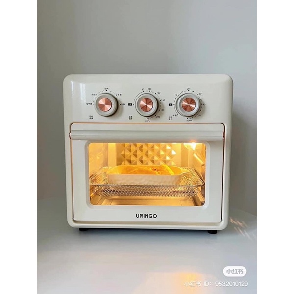 Nồi chiên không dầu kiêm lò nướng đối lưu đa năng URINGO KK01 công suất 1200W màu trắng chính hãng 12th