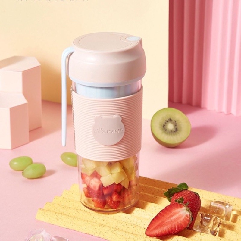 Máy Xay Sinh Tố cầm tay mini tích điện Bear LLJ-P03H1, Cốc xay sinh tố,hoa quả,cầm tay đa năng -Sạc Pin, Dung Tích 400ML