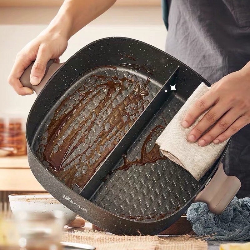 Nồi lẩu điện đa năng Bear DHG-C60-F2 thanh gạt thế hệ mới, chế độ tự ngắt khi hết nước, 3 mức nhiệt tiện lợi