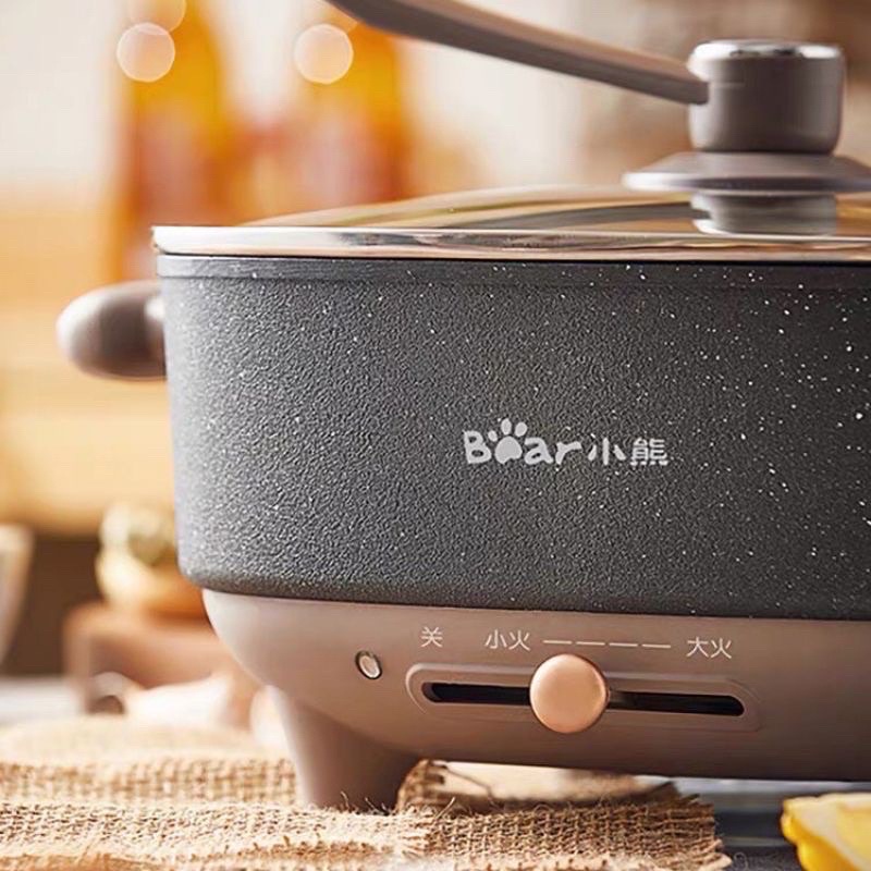 Nồi lẩu điện đa năng Bear DHG-C60-F2 thanh gạt thế hệ mới, chế độ tự ngắt khi hết nước, 3 mức nhiệt tiện lợi