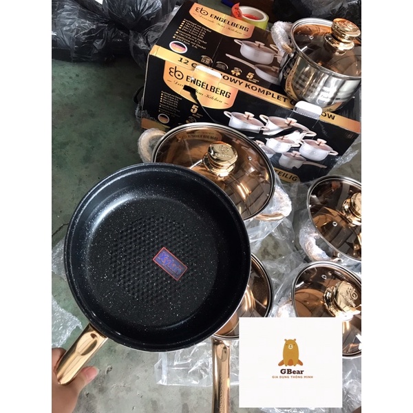 Bộ XOONG NỒI ENGELBERG Cao cấp. Hàng nhập khẩu từ Đức - 12 chi tiết.