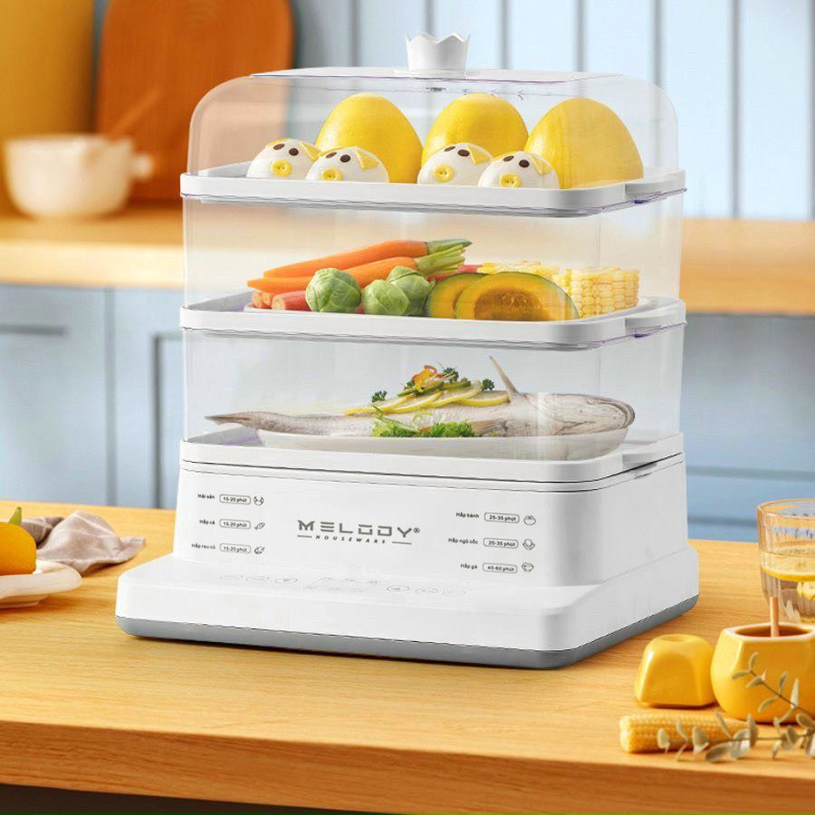 Nồi Hấp Thực Phẩm Uringo 3 Tầng Dung Tích 18L Siêu Tiện Lợi - Chính hãng