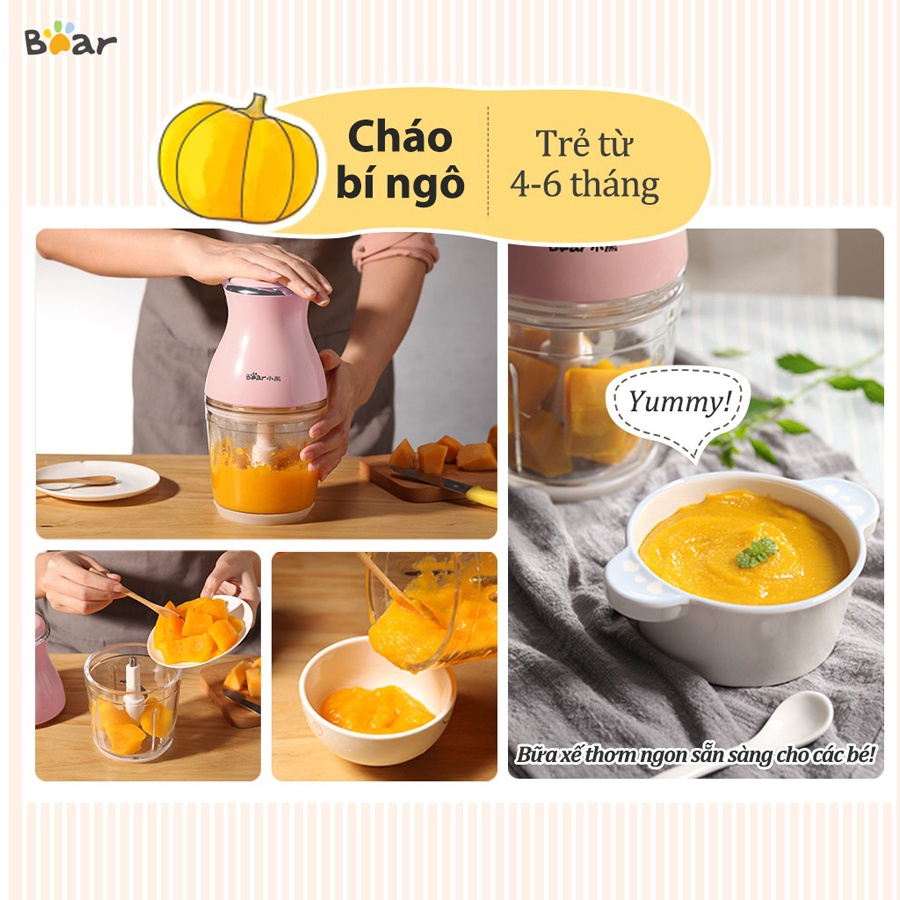 Máy xay thịt mini Bear 0.6L máy xay ăn dặm cho bé, HomeMart – Hàng chính hãng.