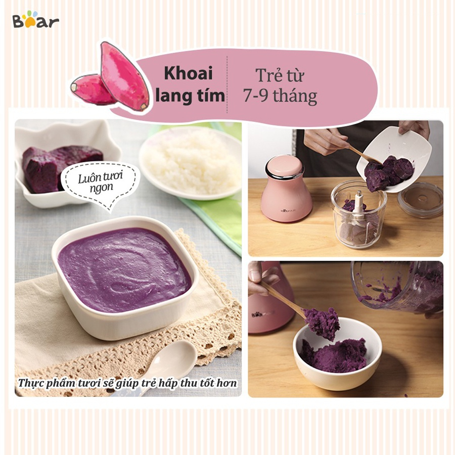 Máy xay thịt mini Bear 0.6L máy xay ăn dặm cho bé, HomeMart – Hàng chính hãng.