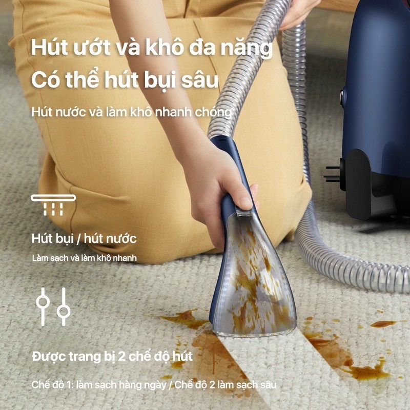 [Kèm 5 Đầu Hút ]Máy Hút/máy giặt Sofa Deerma BY200 ( kèm 2 chai nước giặt) giặt thảm, sofa vải, rèm.