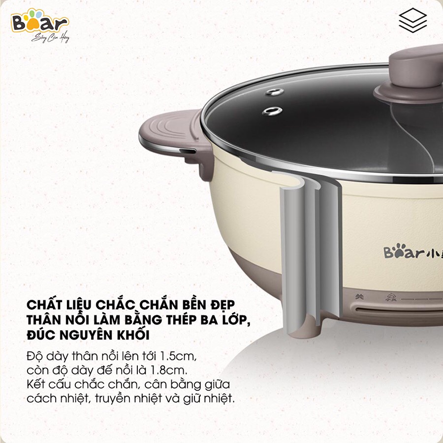 Nồi lẩu uyên ương 6L Bear DHG-B60R6.
