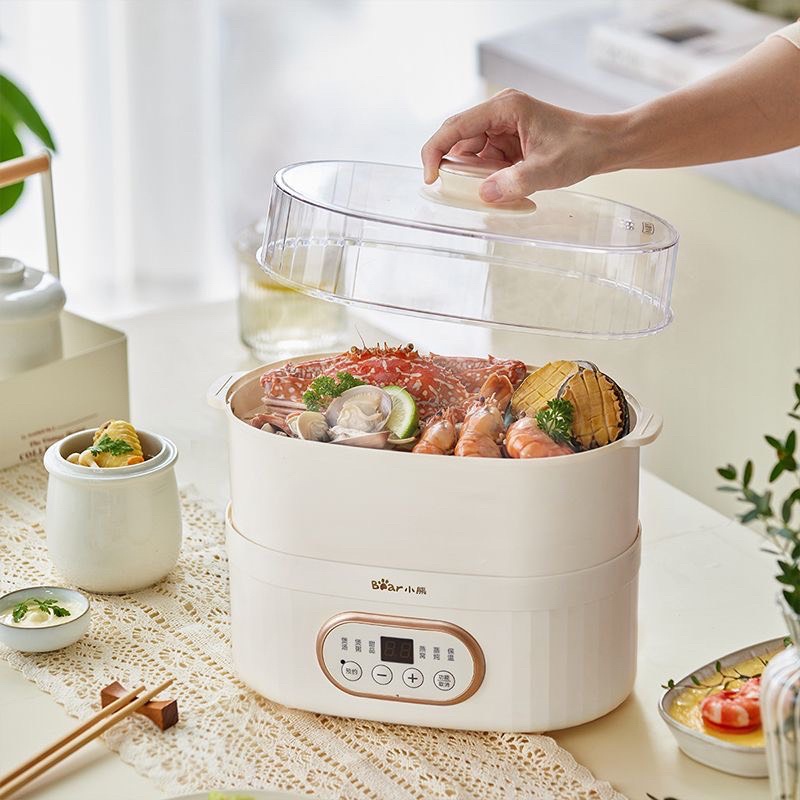 Nồi Hấp Mini Trứng Rau Củ Quả Hai Tầng Bear Chính Hãng