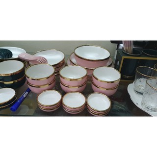 Bộ bát đĩa vân đá cẩm thạch trắng xám cao cấp sang trọng- tặng kèm 1 bộ đũa hàn quốc hàng loại 1 sáng bóng đẹp .
