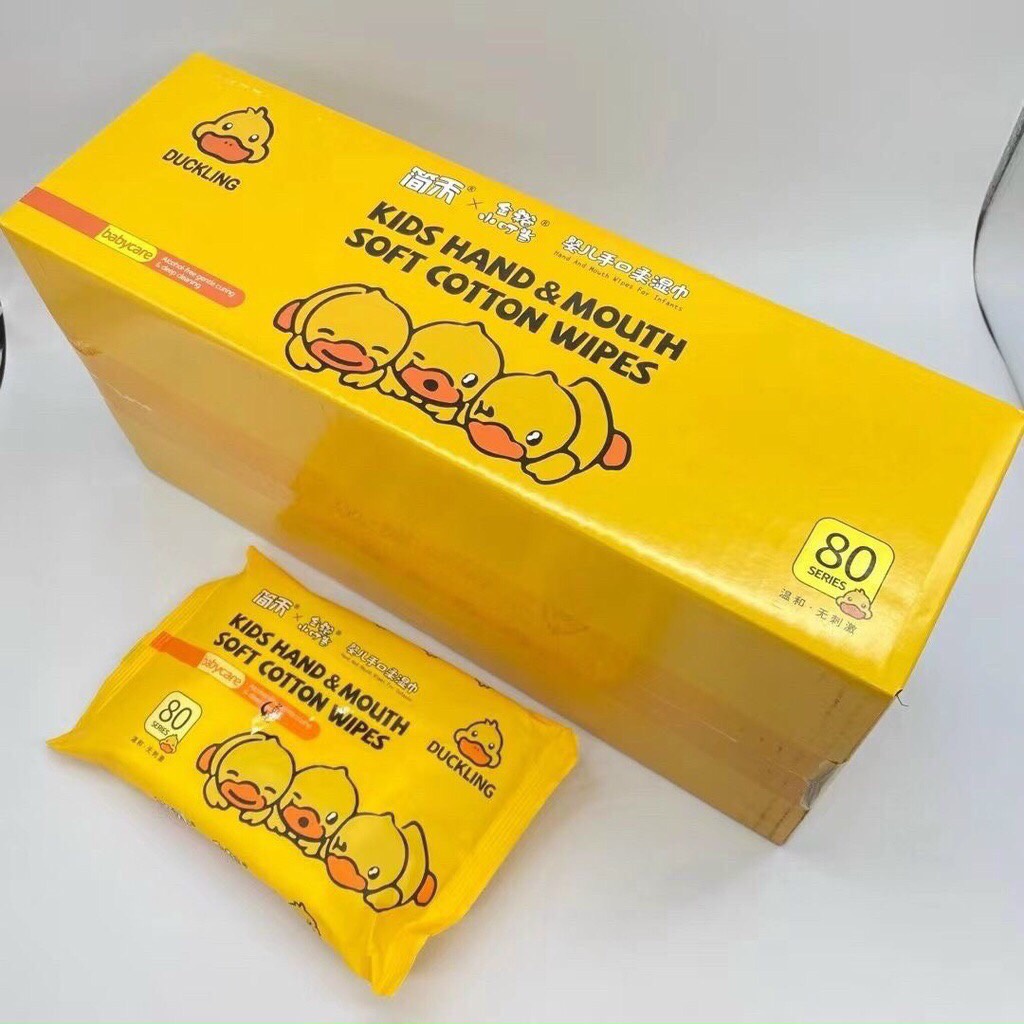 1 Bịch Khăn Giấy,Giấy Ướt Con Vịt Vàng Lau mặt dùng cho bé hoặc tẩy trang lau giày 10x18cm .