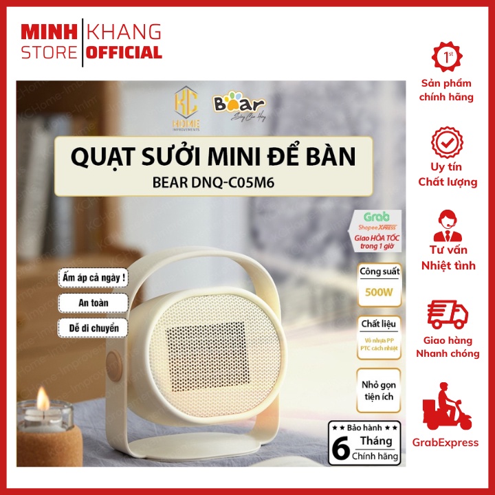 [SẴN] Quạt Sưởi Mini Để Bàn Bear,Tiết Kiệm Điện, 500W, KC Home, BH 06 Tháng 5.0