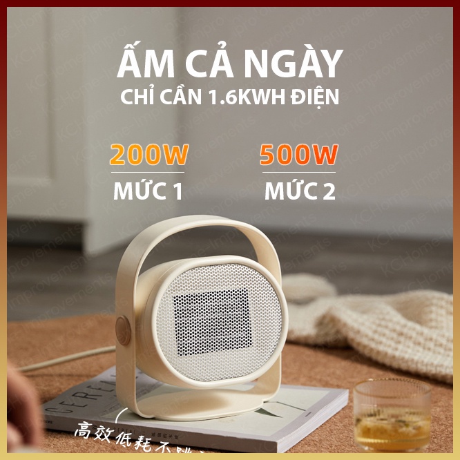 [SẴN] Quạt Sưởi Mini Để Bàn Bear,Tiết Kiệm Điện, 500W, KC Home, BH 06 Tháng 5.0
