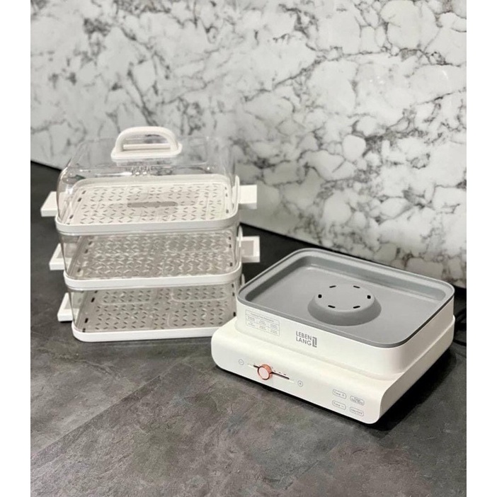 Nồi hấp điện đa năng LEBENLANG LBEL5031 nồi hấp 3 tầng, siêu tiện lợi, dung tích 18L, công suất 900W - hàng chính hãng
