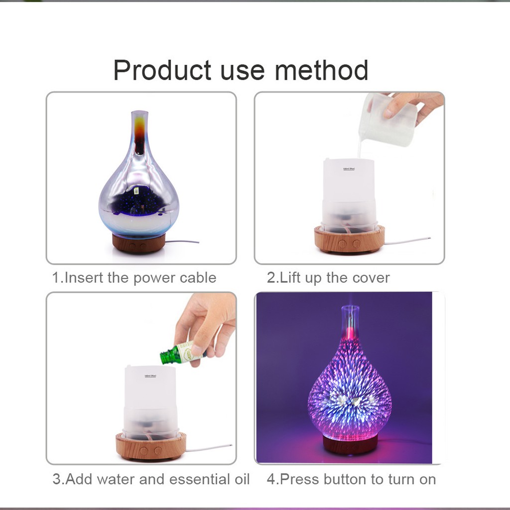 ĐÈN XÔNG TINH DẦU LỌ HOA 3D ĐẸP THƠ MỘNG THAY ĐÈN NGỦ.+1 Lọ Tinh Dầu 10Ml Ngẫu Nhiên .