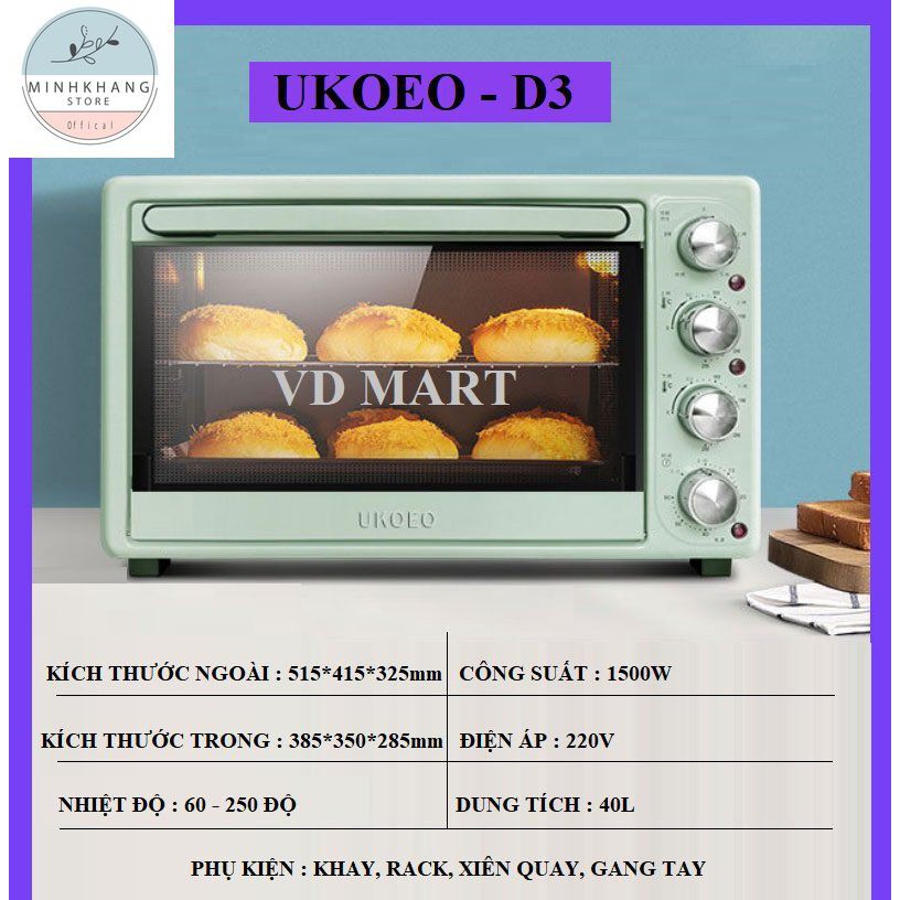 Lò Nướng Ukoeo 40l - Hàng Có Sẵn - Chính Hãng- Bảo Hành 12 Tháng