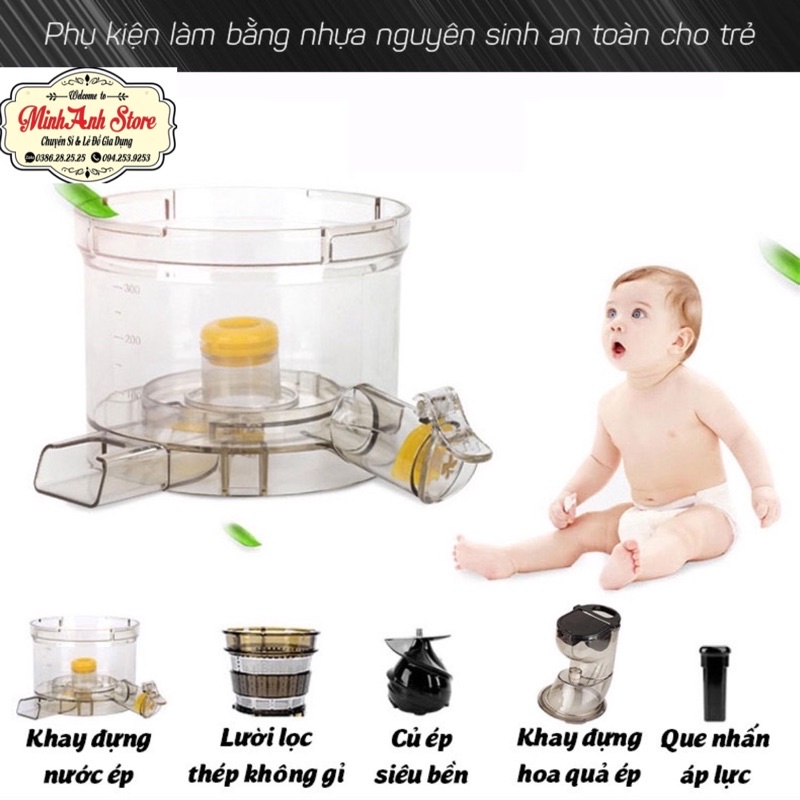 MÁY ÉP CHẬM HONGXIN RH313/BẢN MỚI NHẤT 2021-CỔ TO ÉP KIỆT NƯỚC