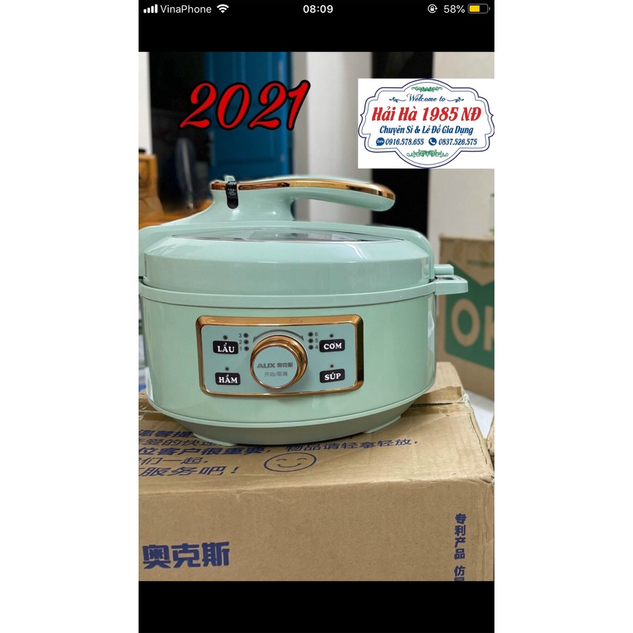 Nồi hầm chậm AUX,nồi áp suất 406 , nồi nấu cháo, nấu cơm, ăn lẩu bản mới nhất 2021.