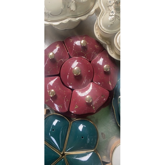 Bộ khay sứ đựng bánh mứt kẹo cao cấp ngôi sao xanh, trắng, thích hợp dùng trong ngày lễ tết, các buổi tiệc