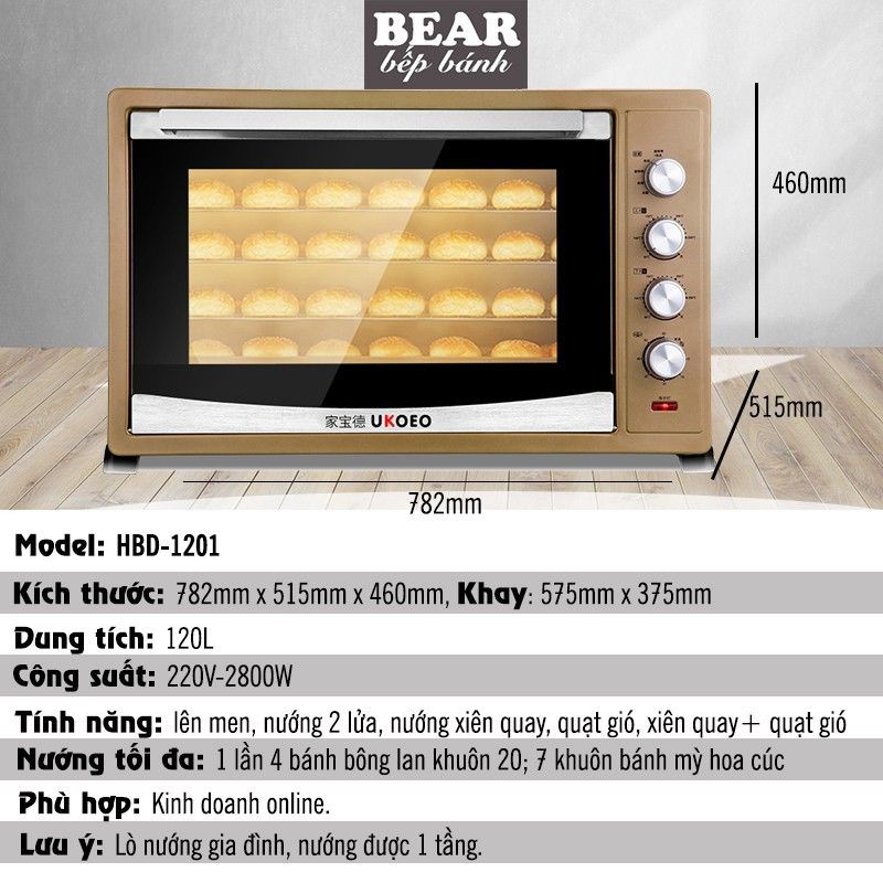 Lò nướng Đối lưu UKOEO 120L HBD-1201.