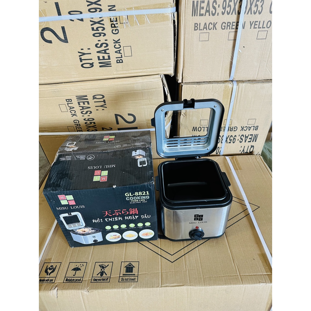 NỒI CHIÊN NGẬP DẦU MISU GL 8821 - NỒI ĐIỆN CHIÊN CÁ VIÊN - KHOAI TÂY 2,5L - BẢO HÀNH 12 THÁNG .