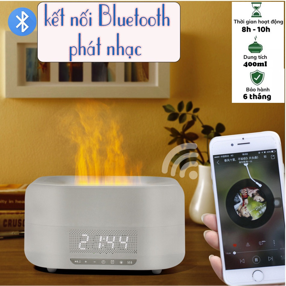 Máy khuếch tán tinh dầu Vdecor hình ngọn lửa 200ml trang trí bàn làm việc sang trọng