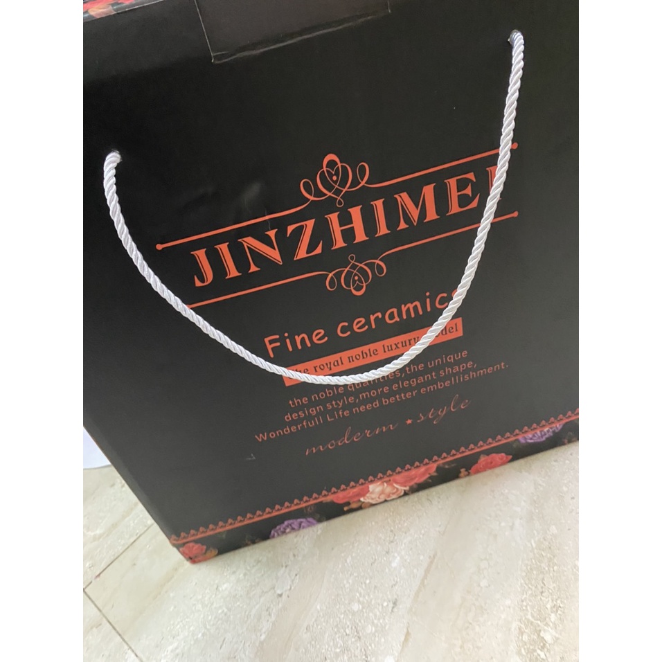 Khay mứt sứ Bắc Âu trắng cao cấp 6 ngăn tiện lợi có đế xoay 360 độ