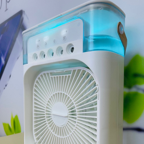 Quạt Điều Hòa Hơi Nước Mini, Quạt Phun Sương Tạo Ẩm Làm Mát Để Bàn, Hẹn Giờ Thông Minh Tích Hợp Đèn Ngủ