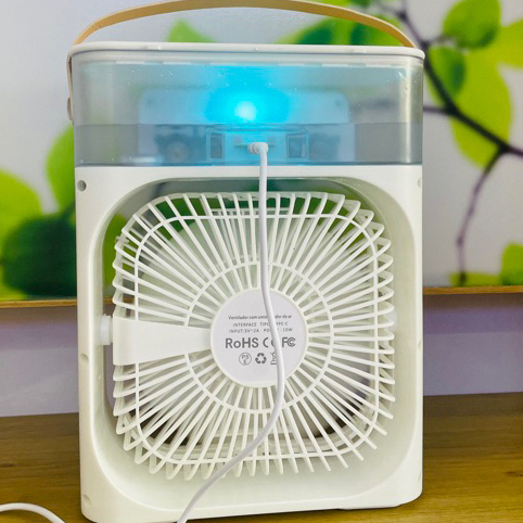 Quạt Điều Hòa Hơi Nước Mini, Quạt Phun Sương Tạo Ẩm Làm Mát Để Bàn, Hẹn Giờ Thông Minh Tích Hợp Đèn Ngủ