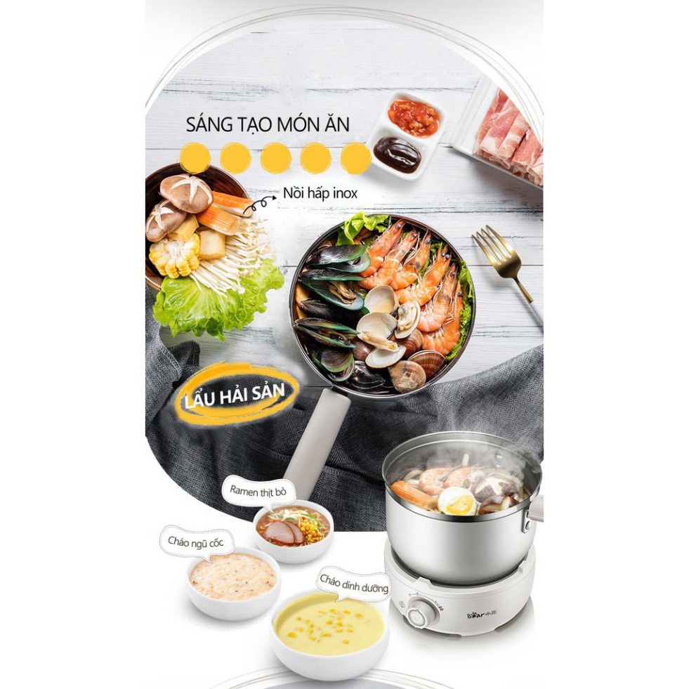 [Có sẵn] Nồi Điện, nấu , hấp, , hầm đa Năng 3 tầng Bear DHG-B25Z1 (2.5L)