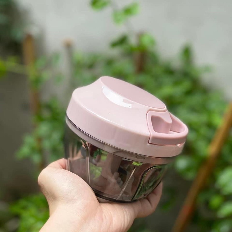 Dụng cụ xay tỏi ớt mini 450ml ZB039- Hàng chính hãng lưỡi xay bén, kéo tay đơn giản, dễ vệ sinh