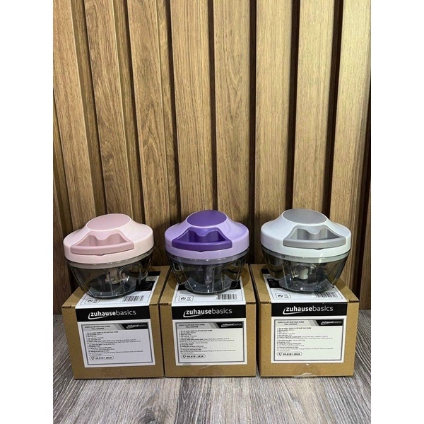 Dụng cụ xay tỏi ớt mini 450ml ZB039- Hàng chính hãng lưỡi xay bén, kéo tay đơn giản, dễ vệ sinh